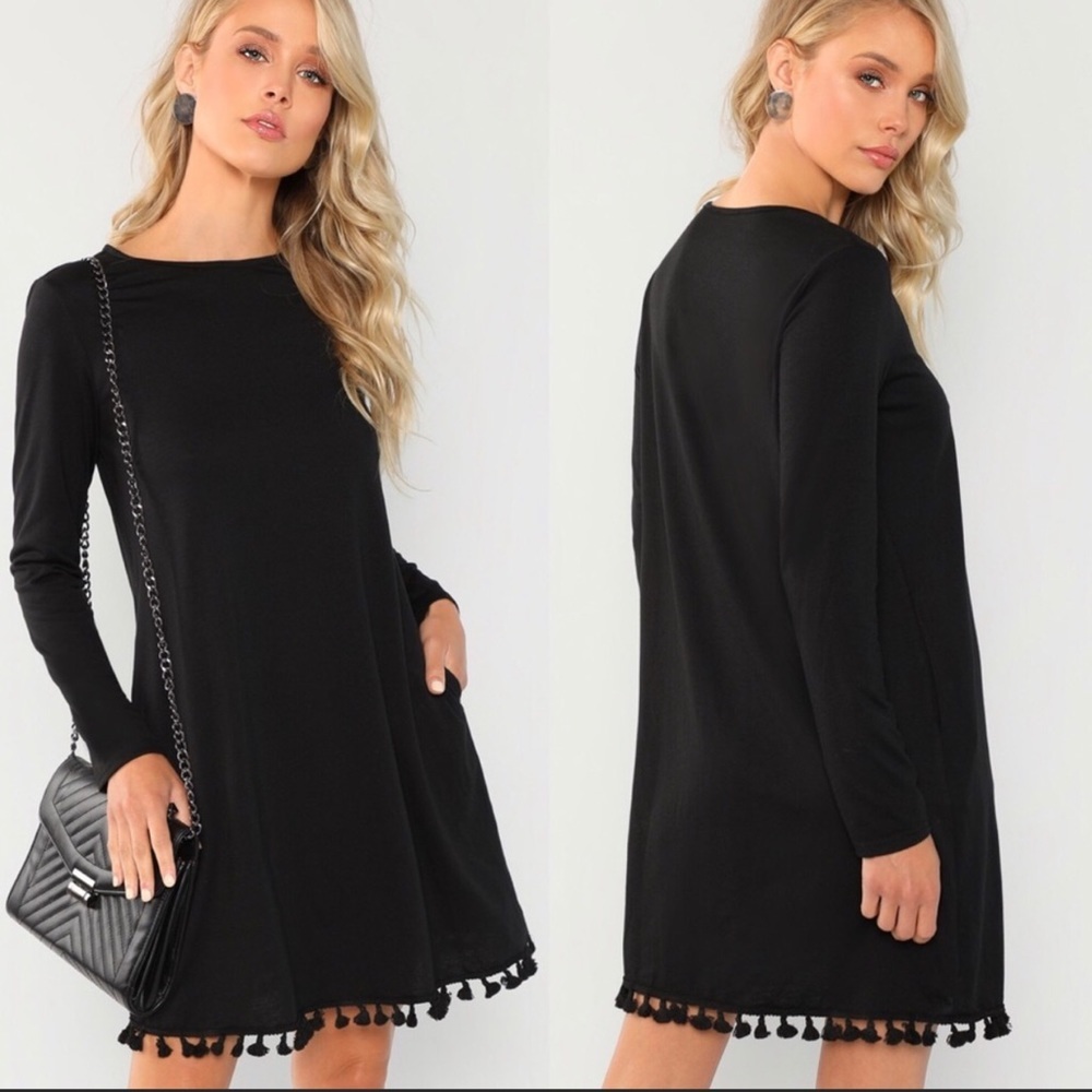 Classic Black Tassel Pocket Dress 🎉Host Pick🎉